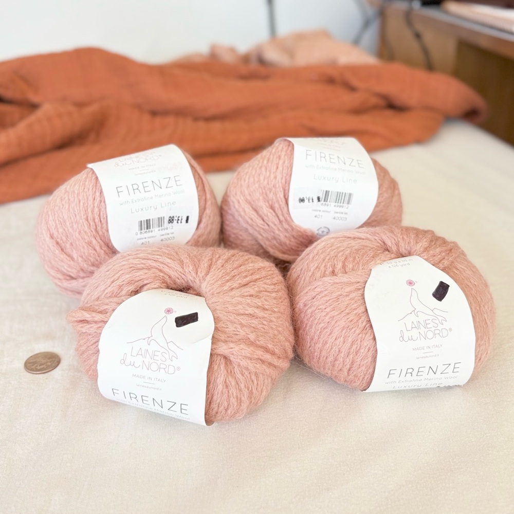 bundle of 4 laines du nord firenze wool/alpaca pink yarn – 200g nwt luxury